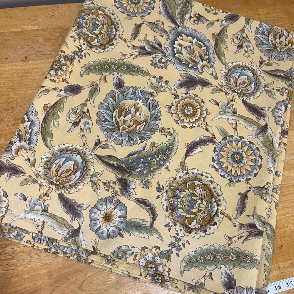 Traditions by Waverly Floral‎ Jacquard Curtain Panel Gold Blue Sage 52x82 Single